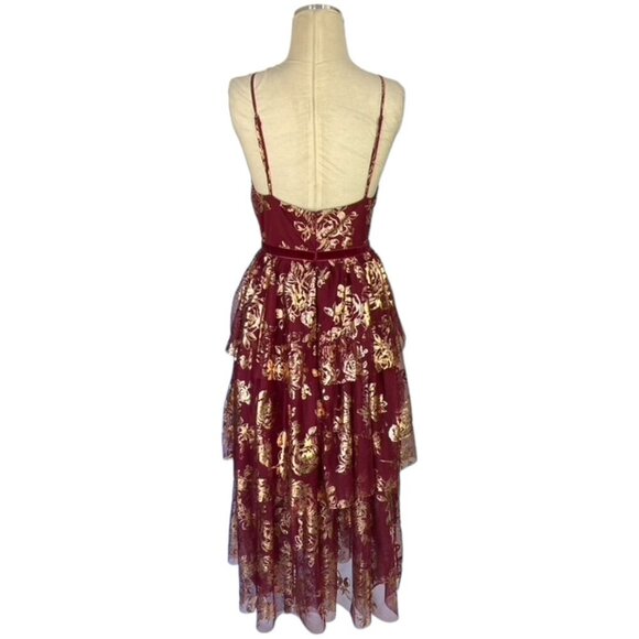 Jewel Badgley Mischka Tiered Metallic Tulle Midi Dress - Picture 6 of 13